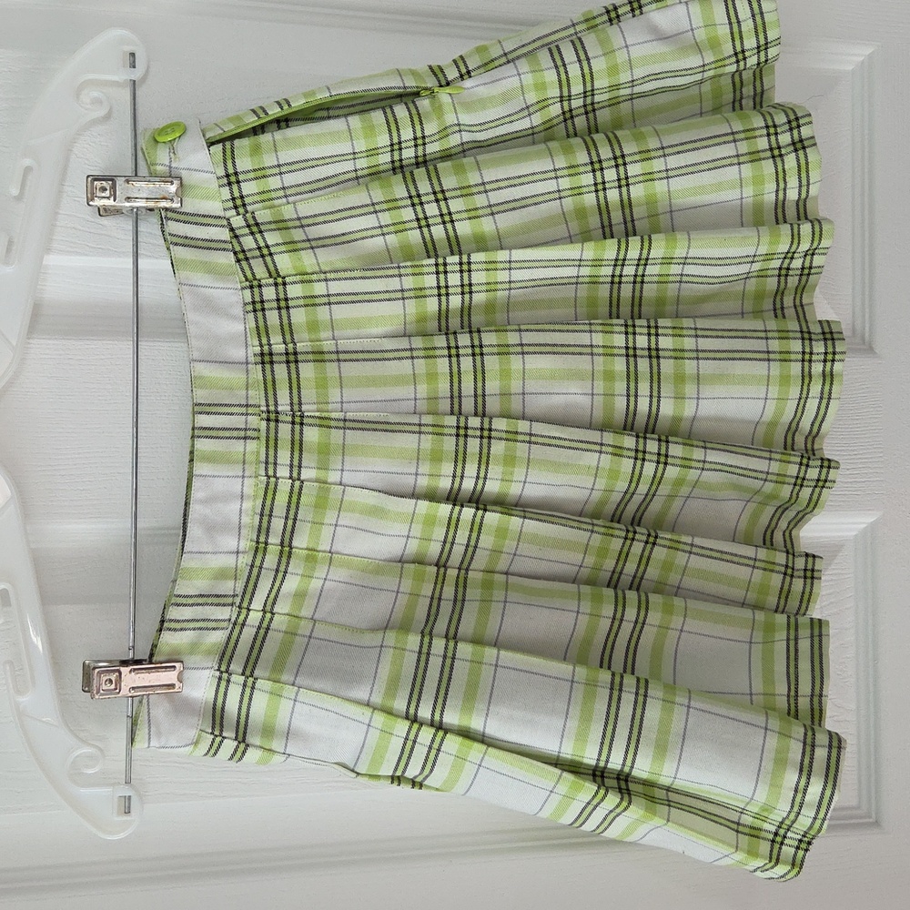 Forever 21 Y2K Plaid Pleated Mini Skirt Green Preppy S